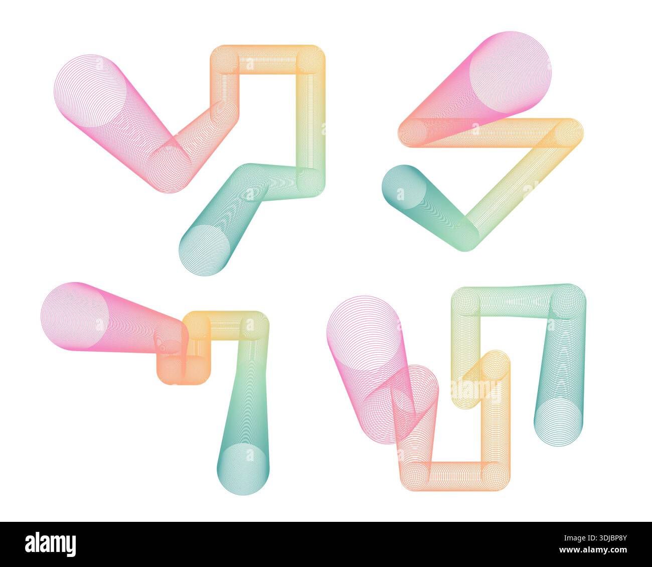Wavy 3d shape with colorful gradient. Linear blend vector Stock Vector