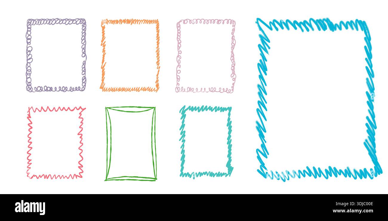 Hand Rectangles Hand drawn crayon shapes and frame borders. Playful pastel rectangles ...