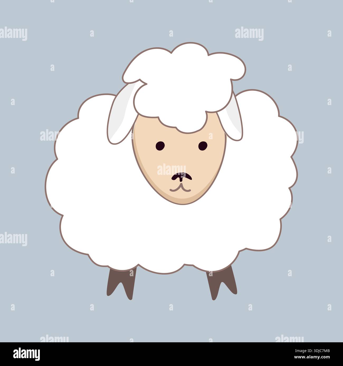 Cute baby sheep in doodle Scandinavian style. Kids rural flat vector ...