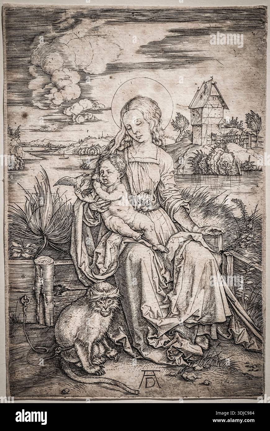 Albrecht Dürer, The Virgin and Child with a monkey,woodcut