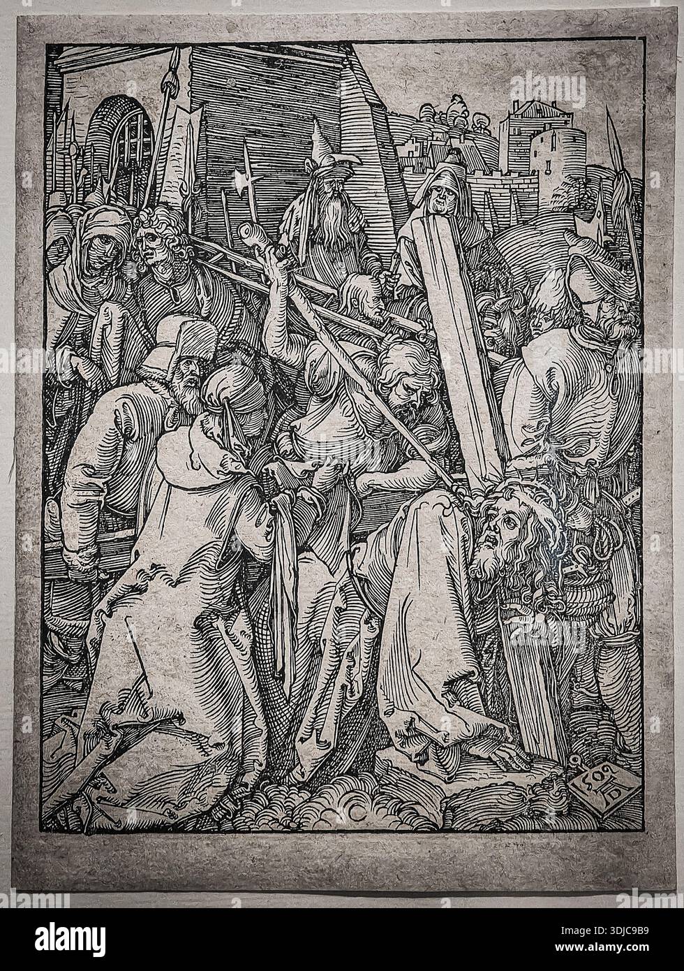 デュエス E. Duez 銅版画『ノルマンディーの港町』1892年制作他、計2点 Christ Bearing the Cross, from the Engraved Passion (Copperplate