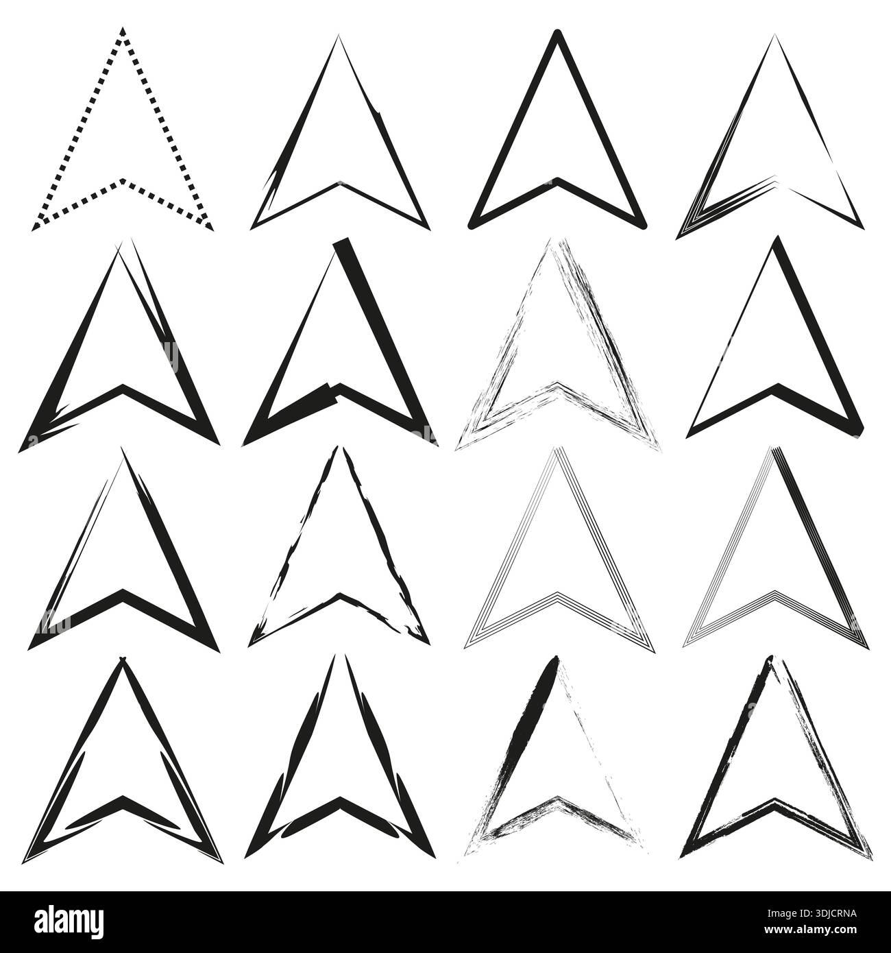 Triangle arrow set. Direction pointer icon. Vector cursor symbol ...