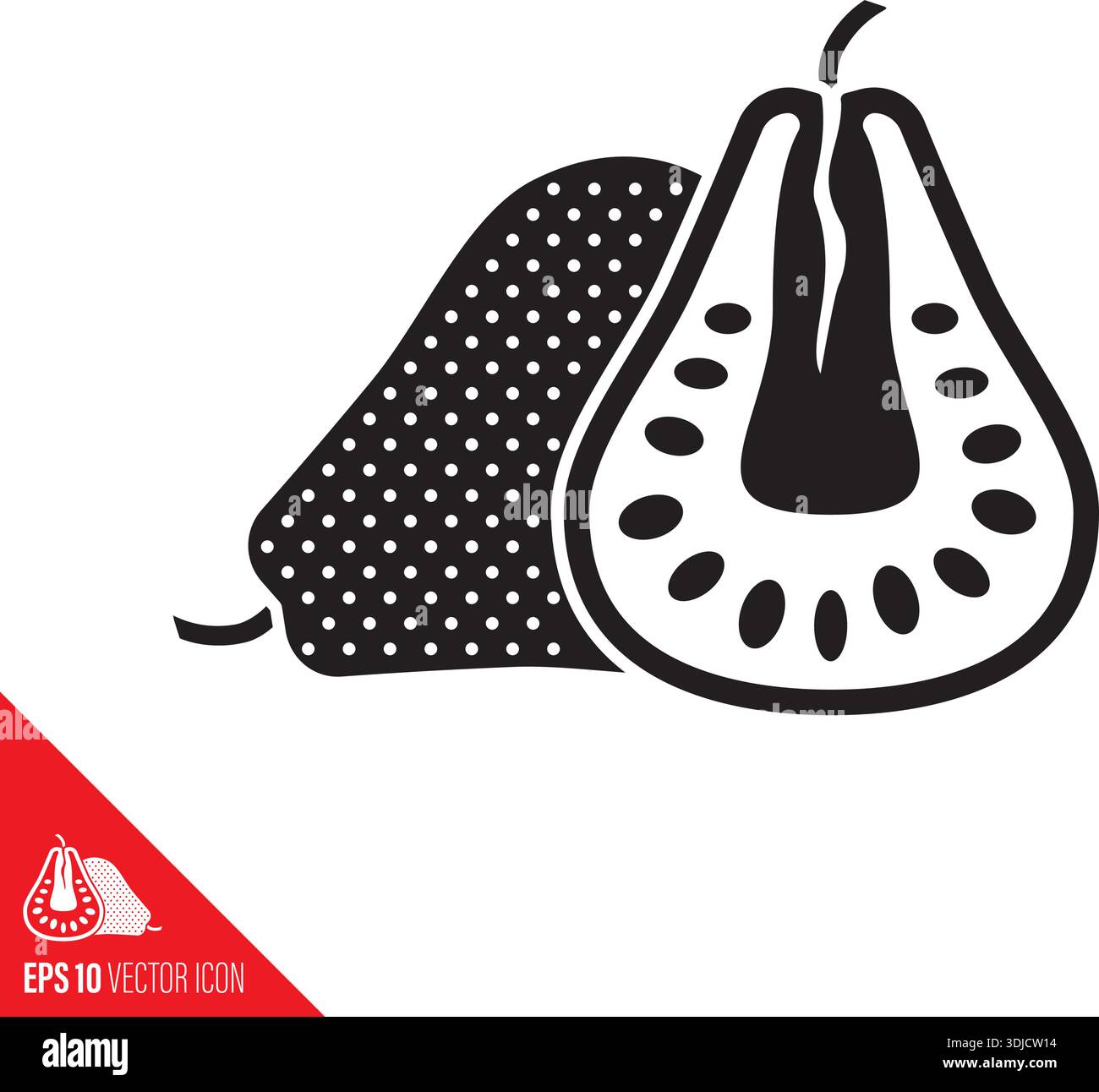 Whole and half jackfruit vector glyph icon Stock Vector
