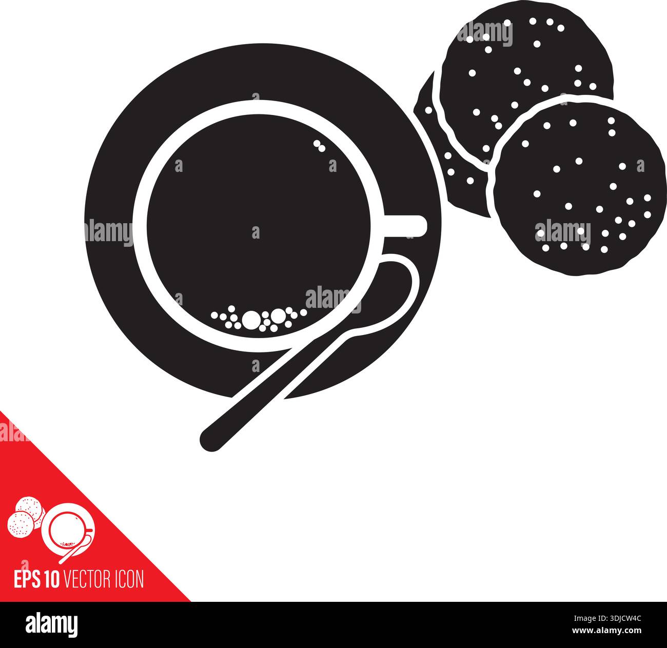 Cup of coffee and sugar cookies high angle view vector icon for Sugar Cookie Day on July 9 Stock Vector