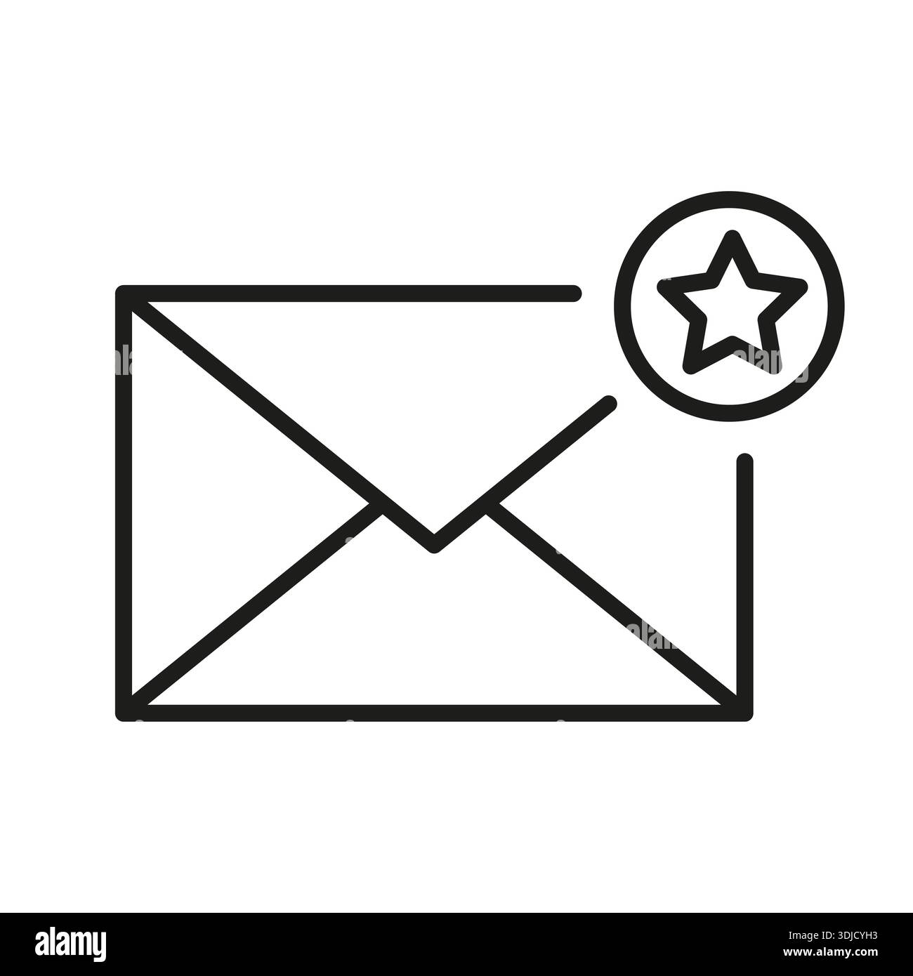 Email notification icon. Important message symbol. Star mark Vector element. Favorite mail notice. Stock Vector