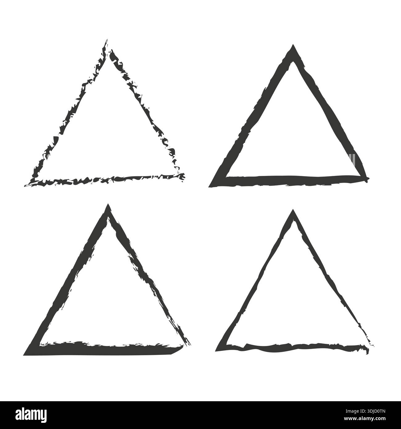 Triangle rough icon. Grunge ink frame. Vector paint shape. Geometric art border. Stock Vector