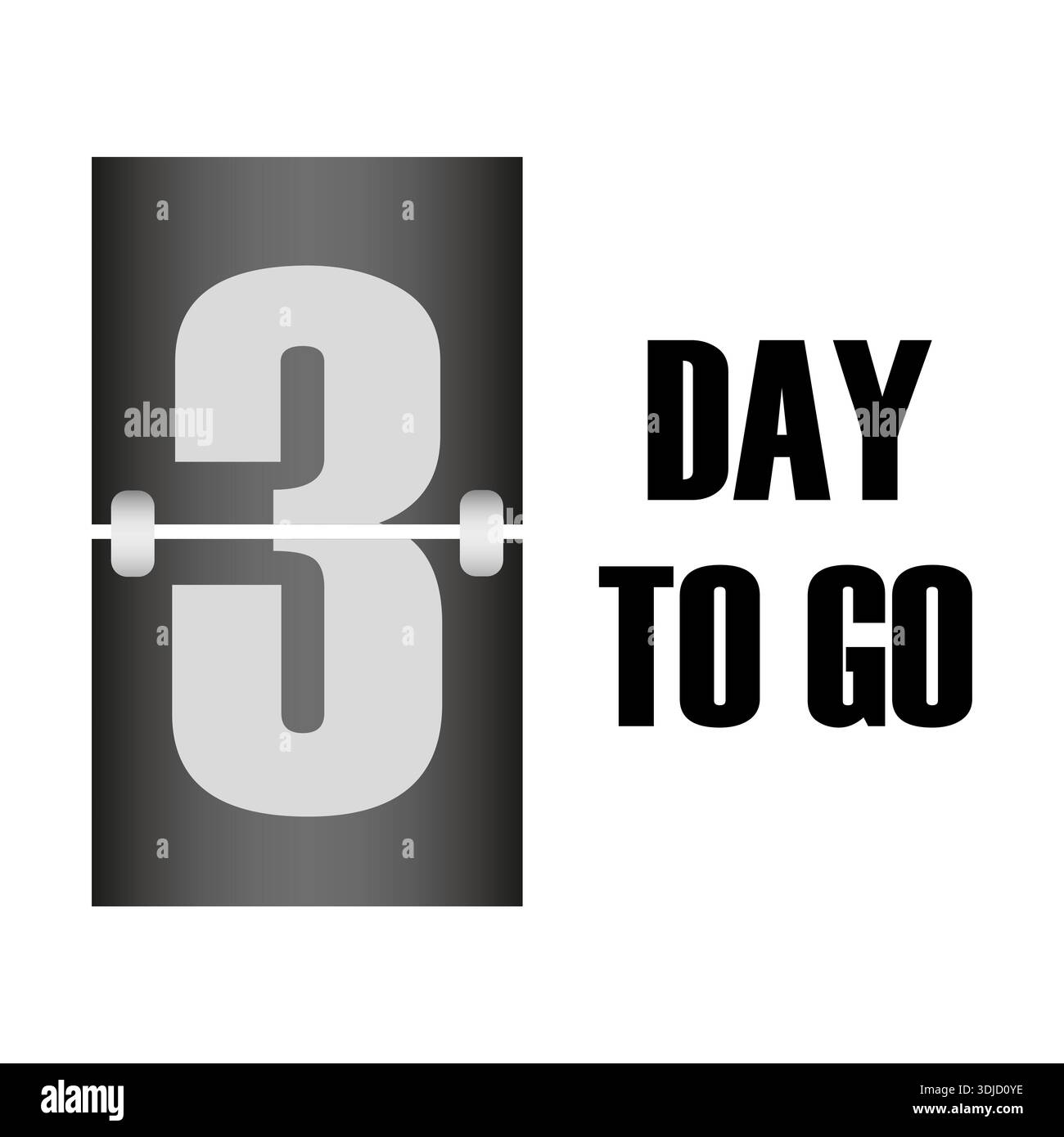 Mechanical three 3. Chronometer flip calendars. Scoreboard timers Vector. Promotional days go. Professional illustrations. Stock Vector