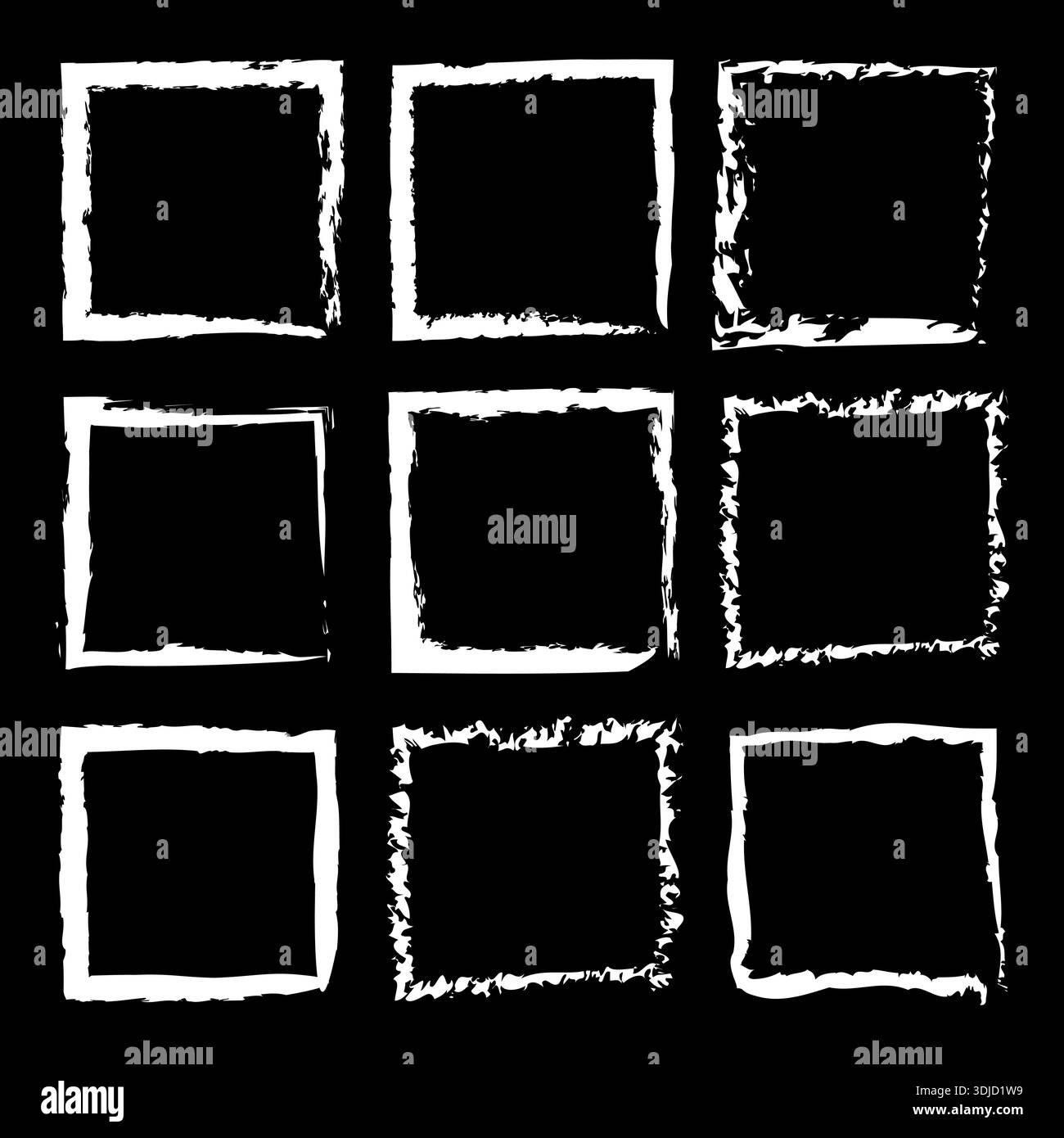 White ink frame. Chalk border grid. Grunge square Vector. Dark background box. Stock Vector