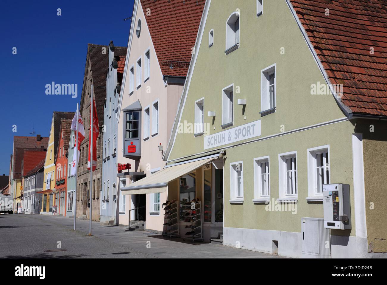 Market square of Freystadt, Middle Franconia, Franconia, Bavaria, Germany. Photo by Willy Matheisl Stock Photo