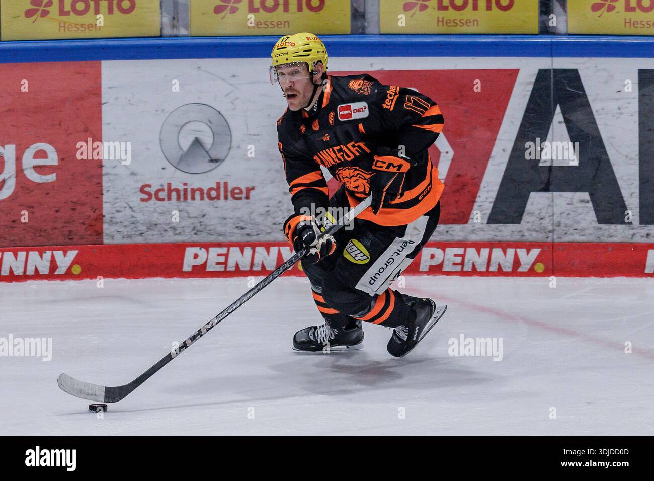 Carter Rowney (Löwen Frankfurt #17) on the puck, cutout, portrait ...