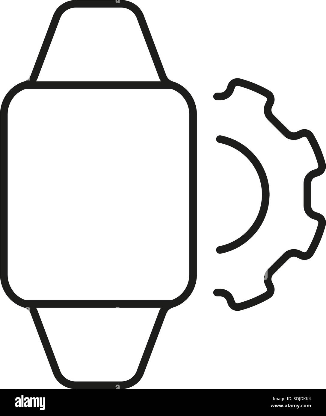 Smartwatch With Gear Solid Icon. Wearable Technology, Device Customization, And Software Configuration Silhouette Symbol. Tech Innovation. Editable Stock Vector