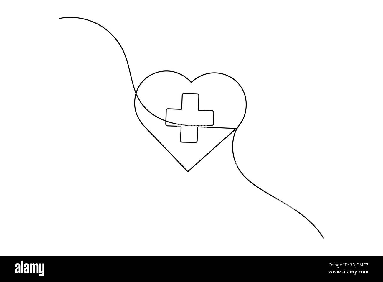 Medical cross continuous line art drawing for hospital service and ...