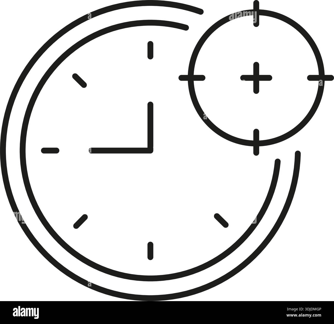 Clock With Target Solid Icon. Time Management And Goal Setting Silhouette Symbol. Productivity And Efficiency. Editable Stroke. Isolated Vector Stock Vector
