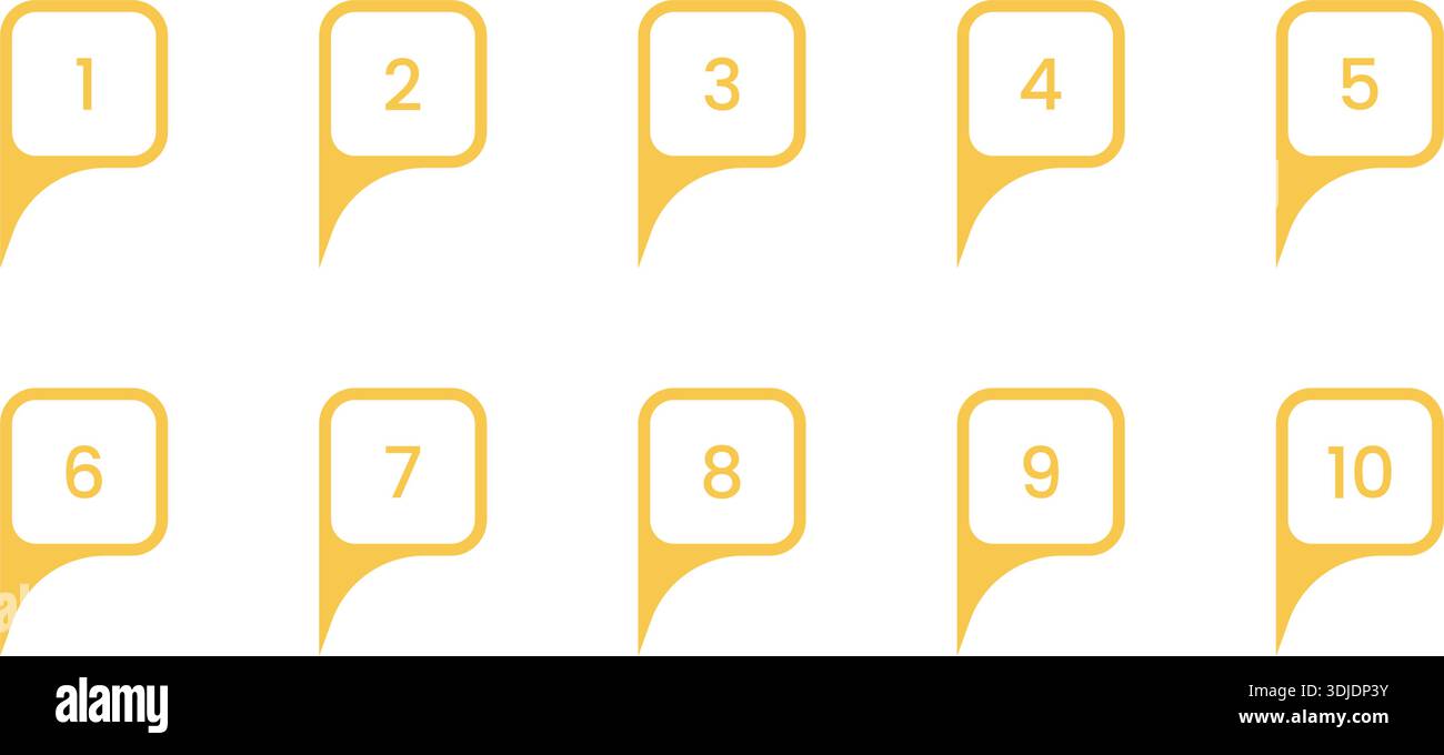 Yellow Location Pin Icon Set. Map Pin with Number. Gold Pointer Icons ...