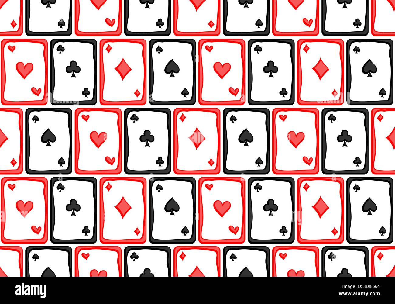 Seamless stylized background with playing cards. Stock Vector