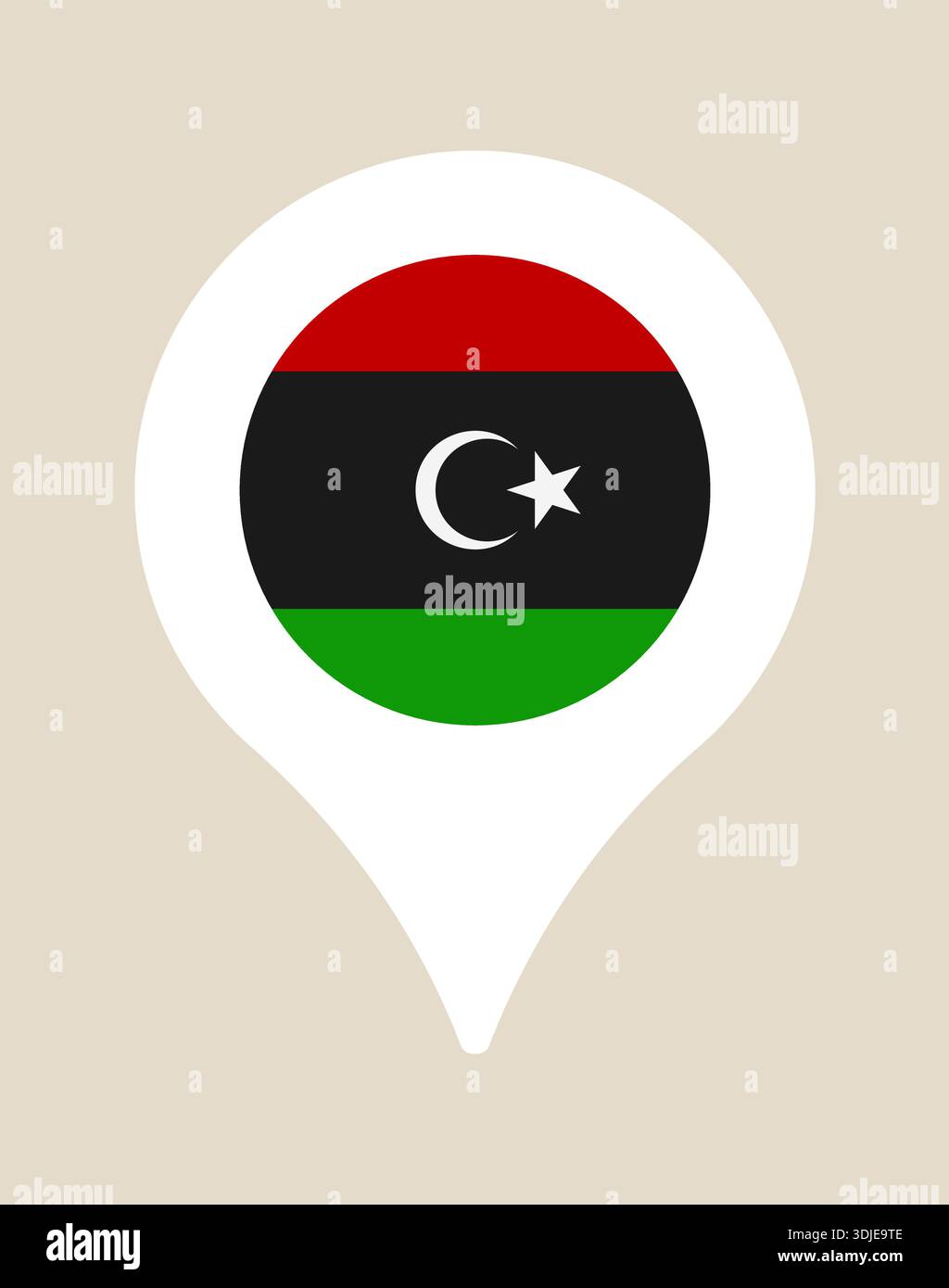 Libya map pin with the national flag icon for showing geographic ...