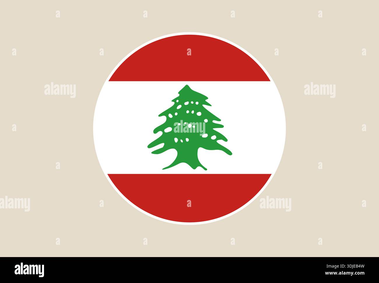Round Lebanon Flag vector icon with green cedar tree, a simple and ...