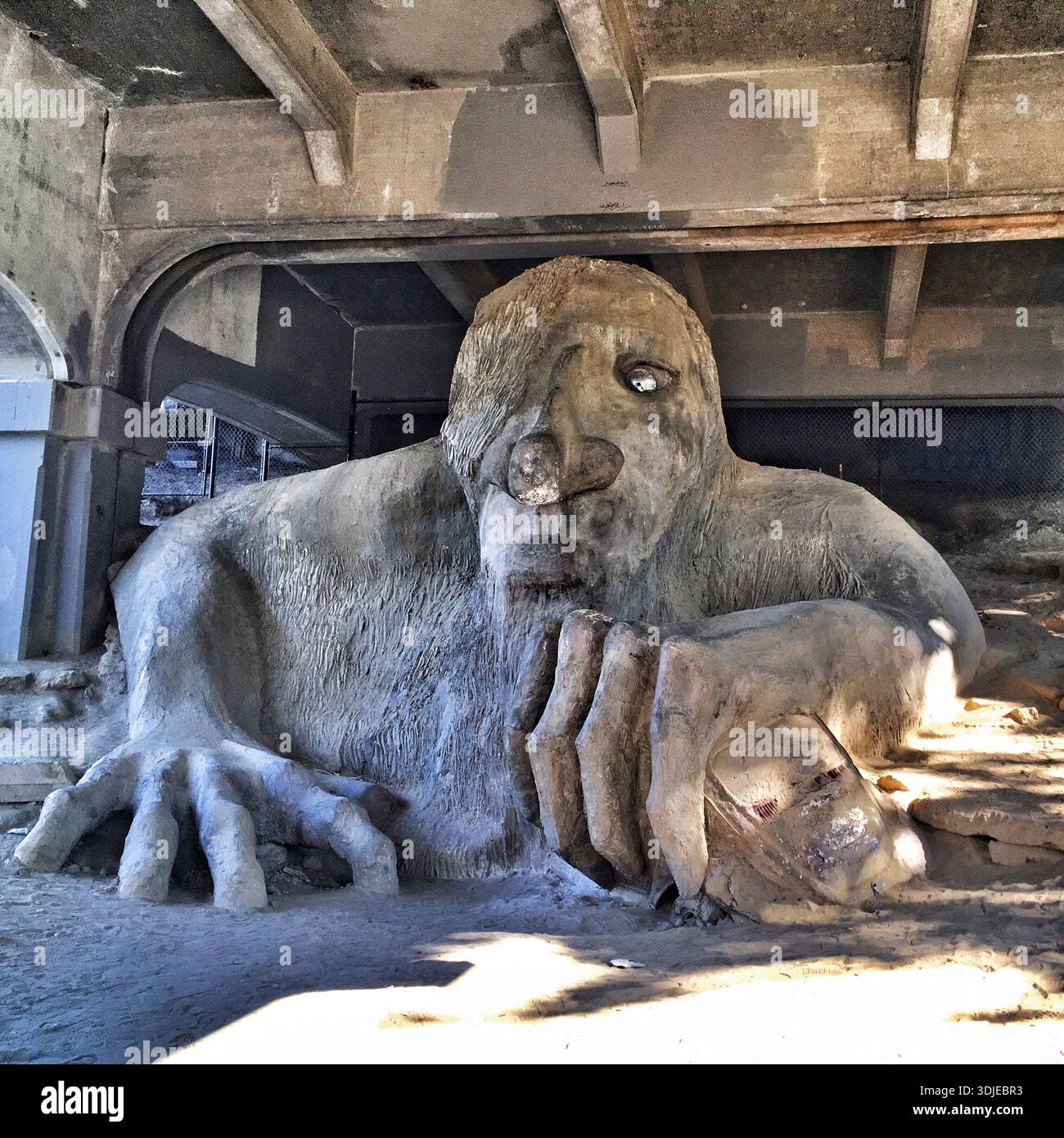 The Fremont Troll is a giant, concrete sculpture of a troll crushing a