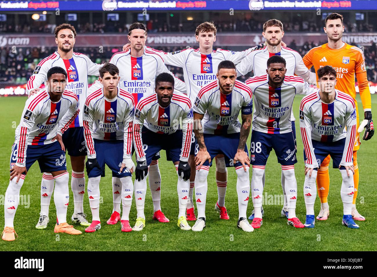 Olympique Lyonnais squad poses for team photo during the Ligue 1 ...