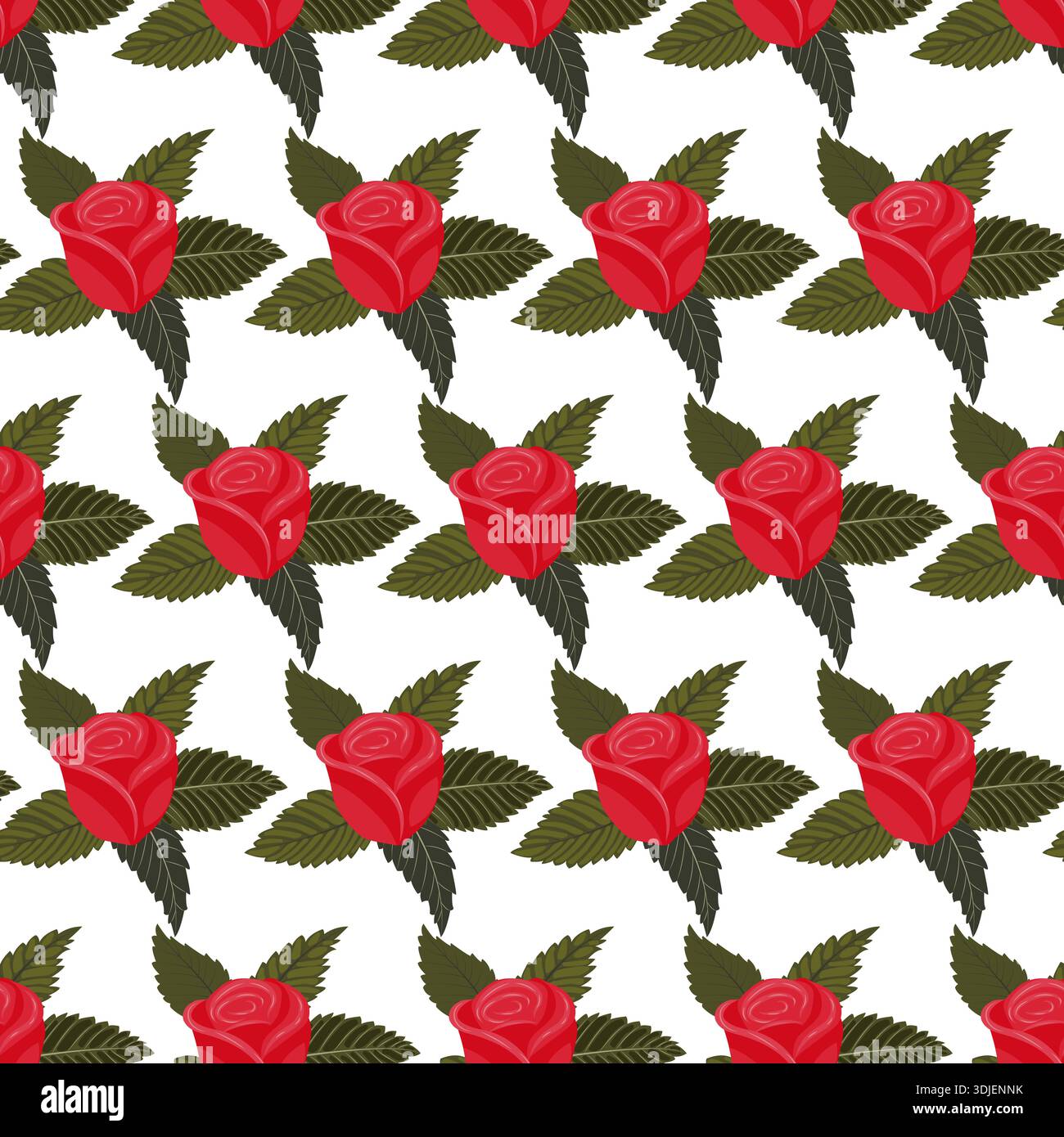 A composition of bright red roses. Seamless pattern. Vector illustration. Stock Vector