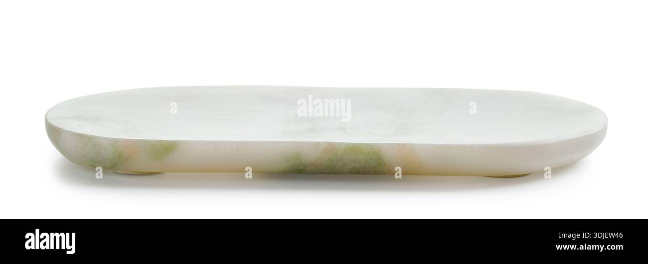 new empty natural stone try isolated on white background Stock Photo
