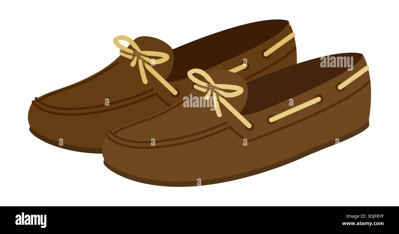 Brown boat loafer shoe women flat pair. Lace detail casual deck ...