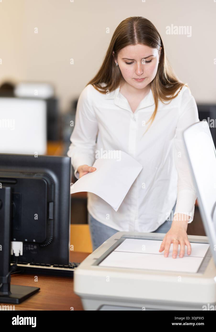 Female Scanning Documents Scanning project hi-res stock photography and images - Alamy