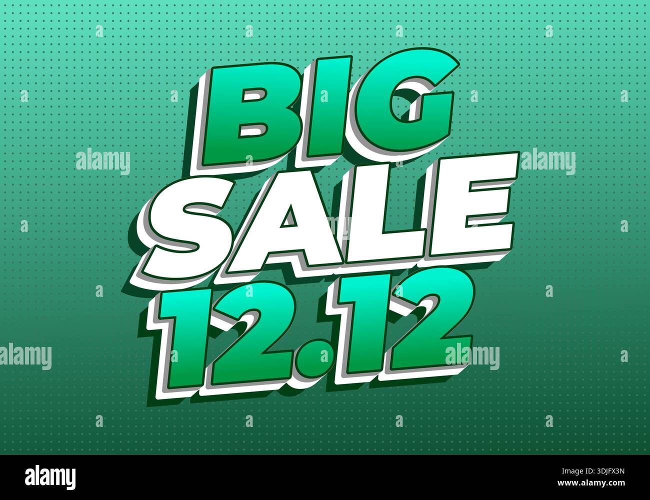 A Green gradient background with Big Sale 12.12 in bold white and green text. - Stock Image
