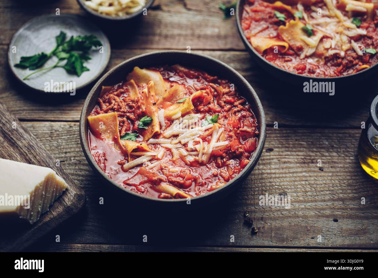 Lasagne soup Stock Photo