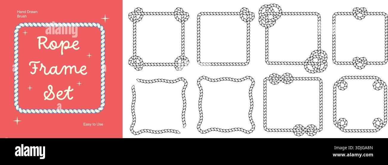 Square rope brush border frames. Twisted cord borders with decorative ...