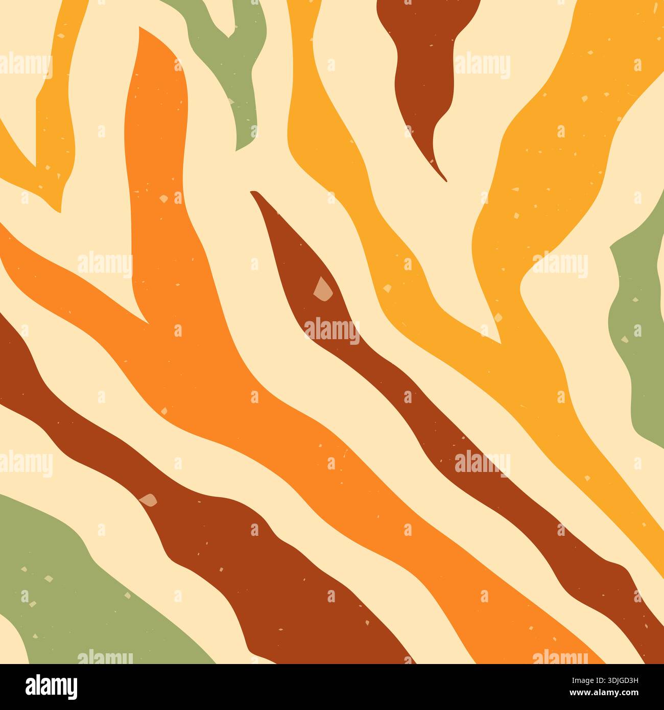 Zebra groovy square warm color background. Stock Vector