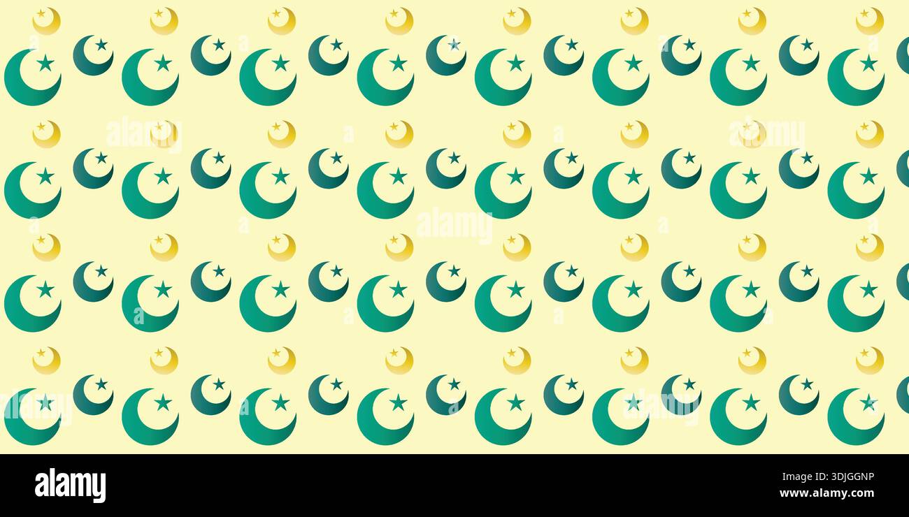 Seamless Crescent Moon and Star Islamic Pattern Background Stock Vector