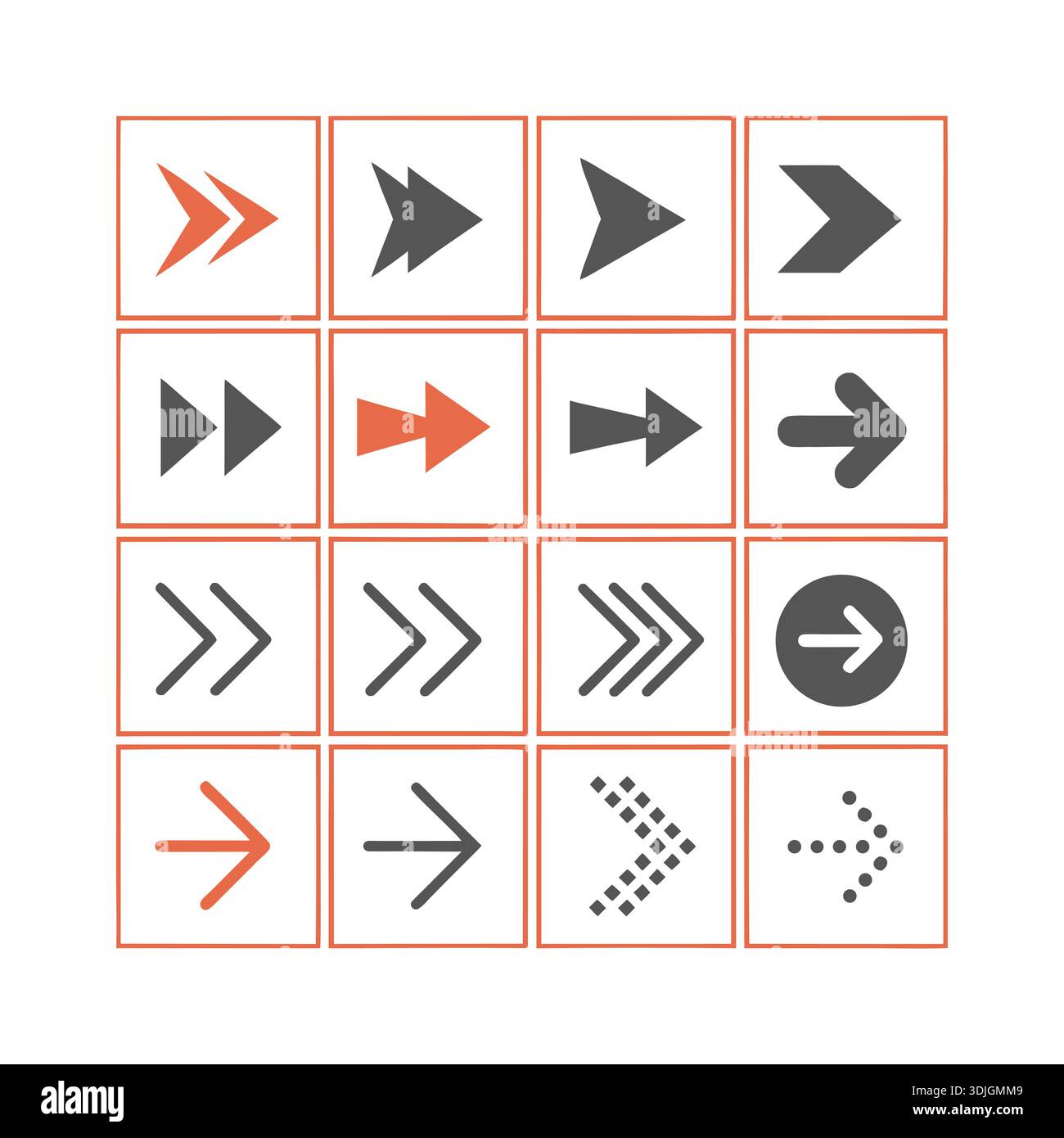 Right Arrow Icons Set Navigation Direction Symbols Vector Stock Vector