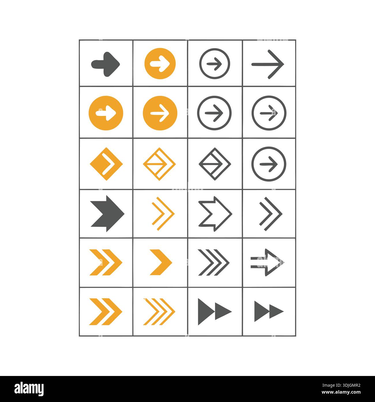 Right Arrow Icons Set for UI Navigation Vector Stock Vector