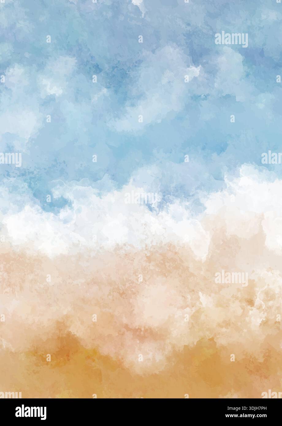 Beach themed hand painted watercolour background design Stock Vector