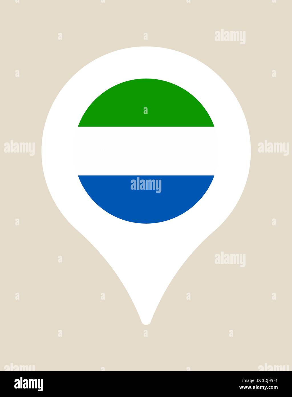 Sierra Leone national flag inside a modern map marker icon representing ...