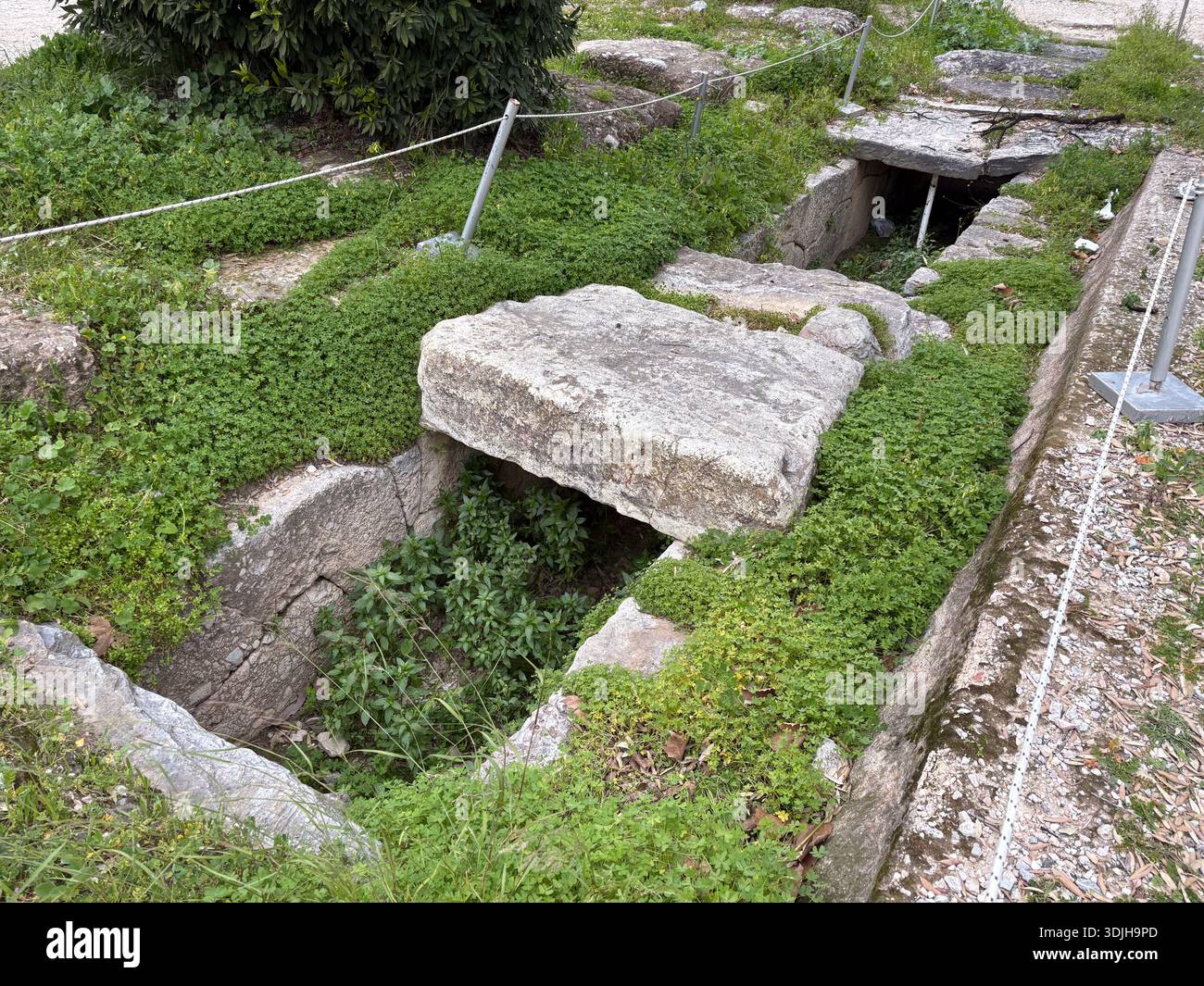 Greek Drain Rots Ancient Agora, Ancient Greek: Palia Agora. Hidden stone water drain or ...
