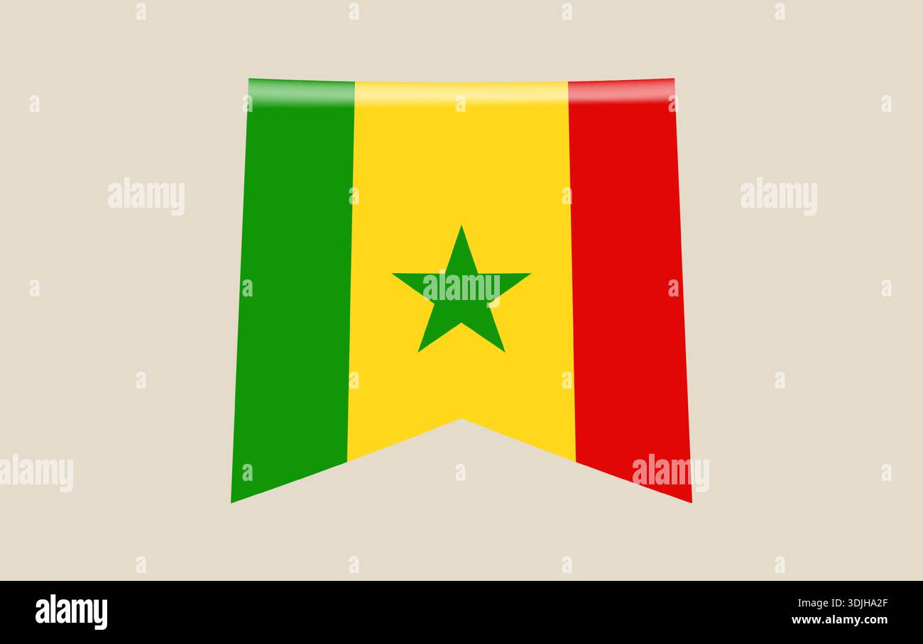 Senegal flag banner vector icon with a glossy effect isolated for national holidays and patriotic design elements.. Stock Vector