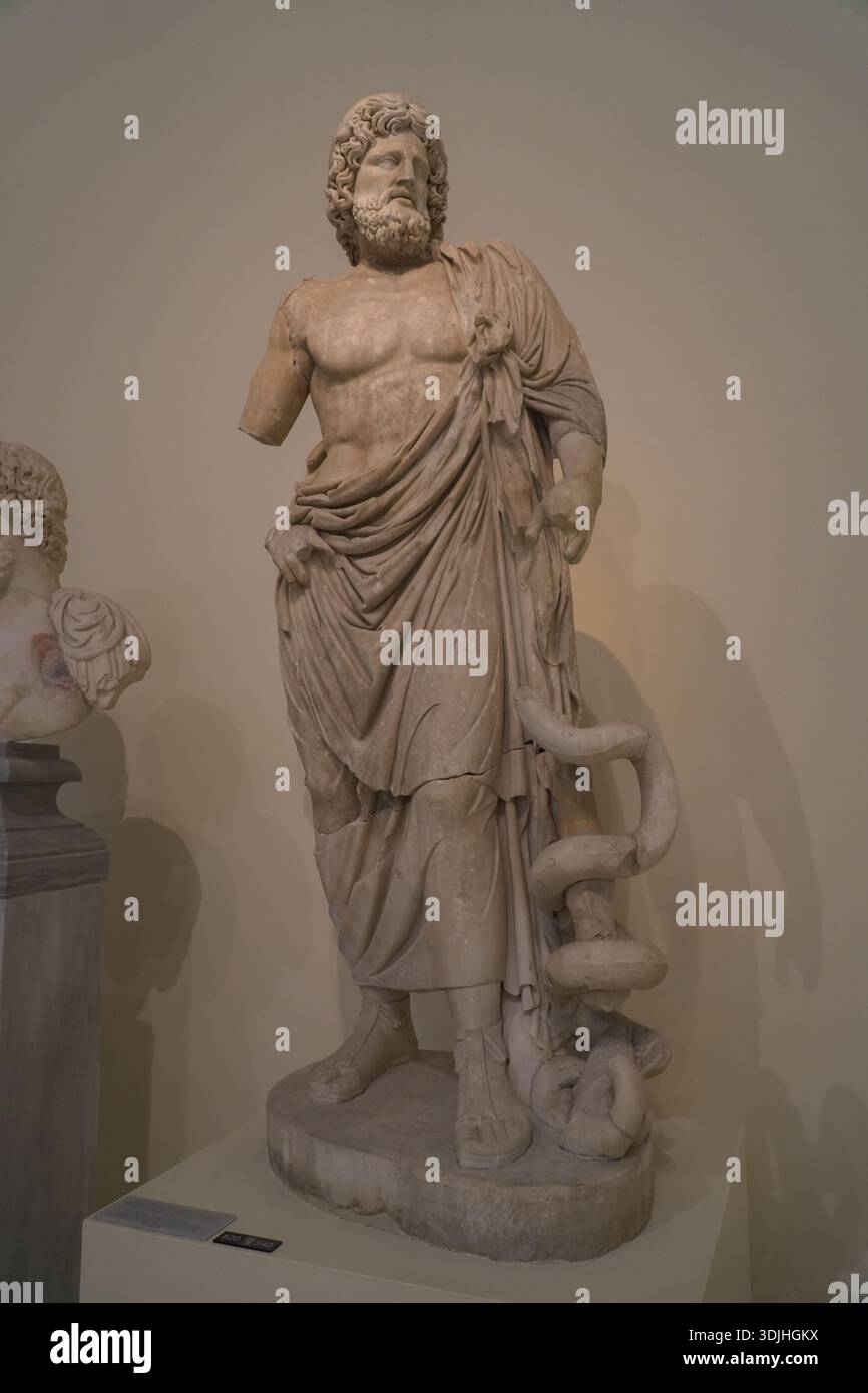 Statue of Asclepius / Aesculapius, Greek god of medicine. Pentelic