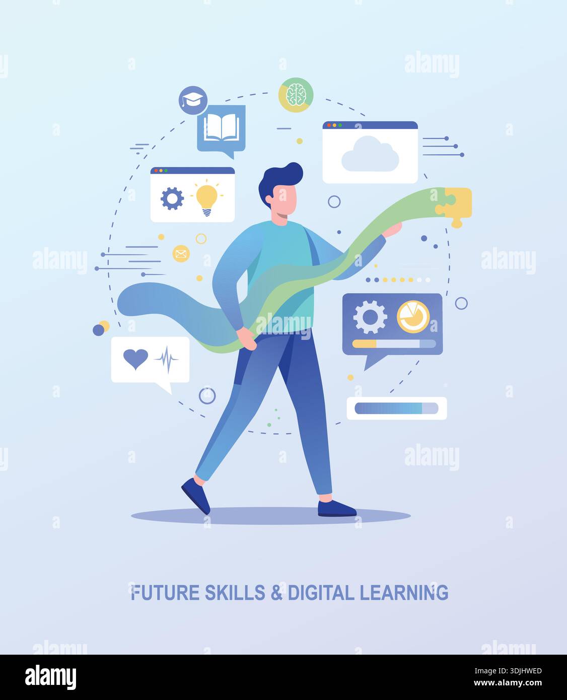 Future Skills and Digital Learning Journey Stock Vector