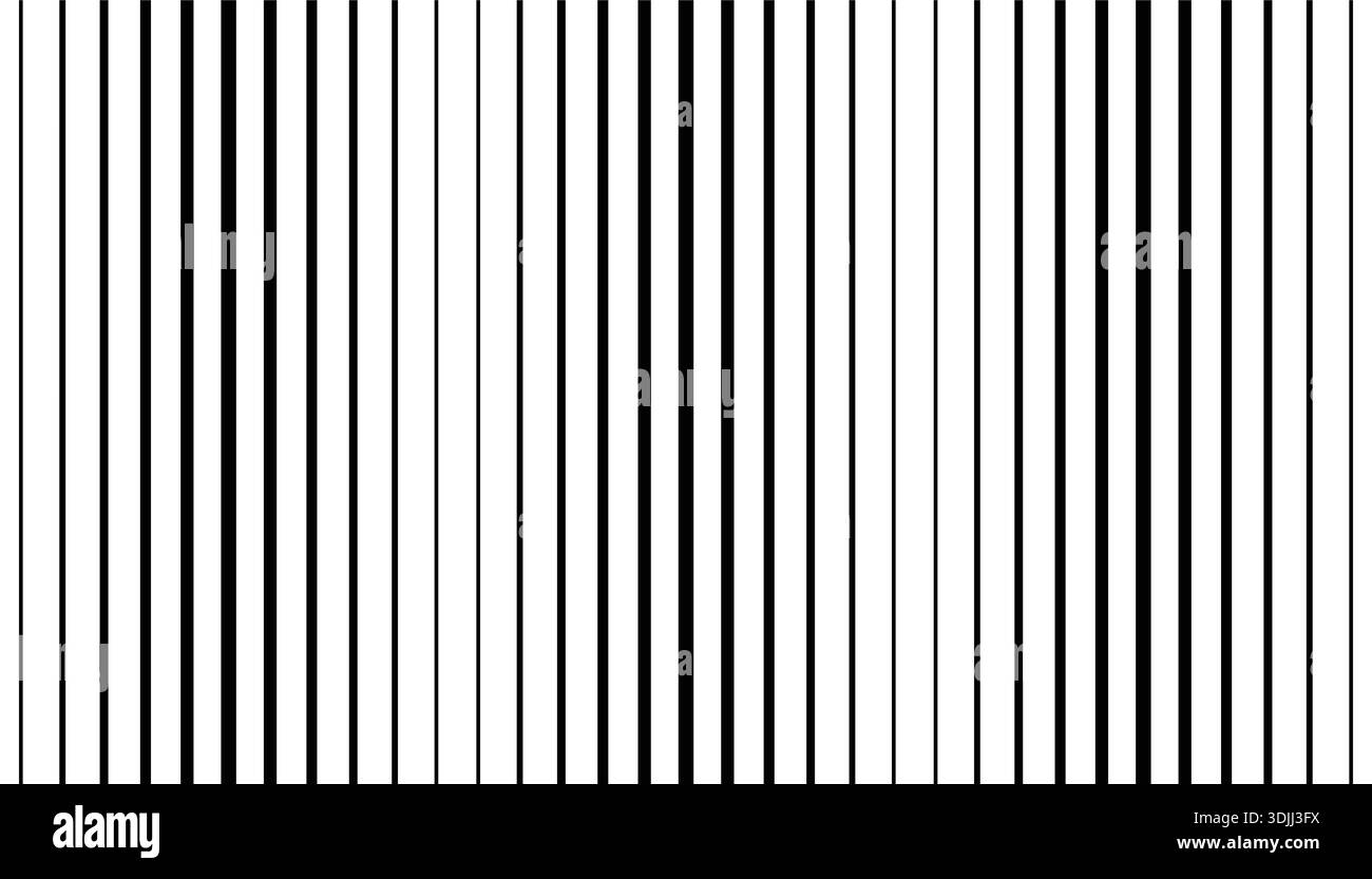 A seamless halftone pattern of black vertical lines transitioning in thickness. This abstract geometric background creates an optical illusion or grad Stock Vector