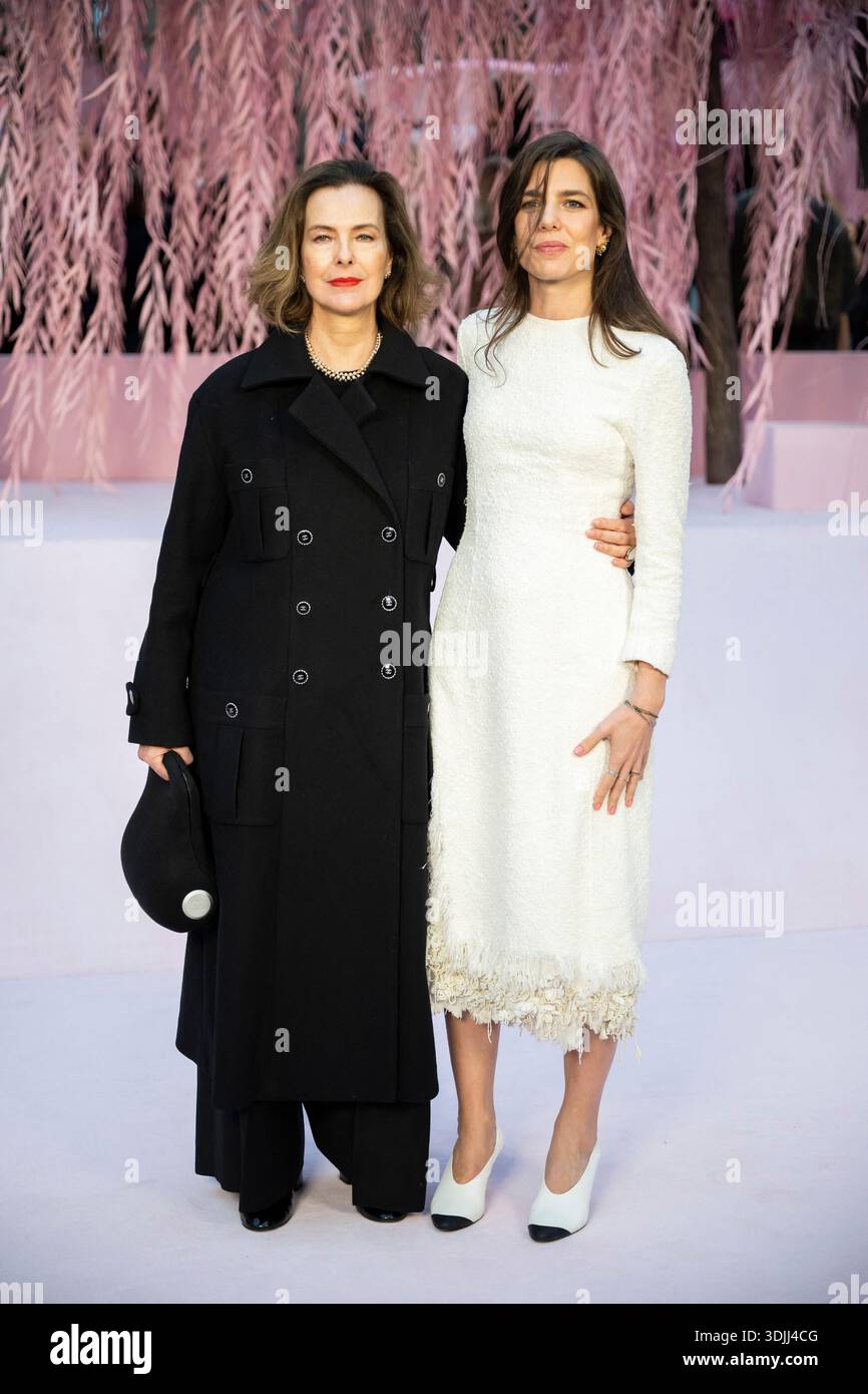 Carole Bouquet and Charlotte Casiraghi attend the Chanel Haute Couture ...