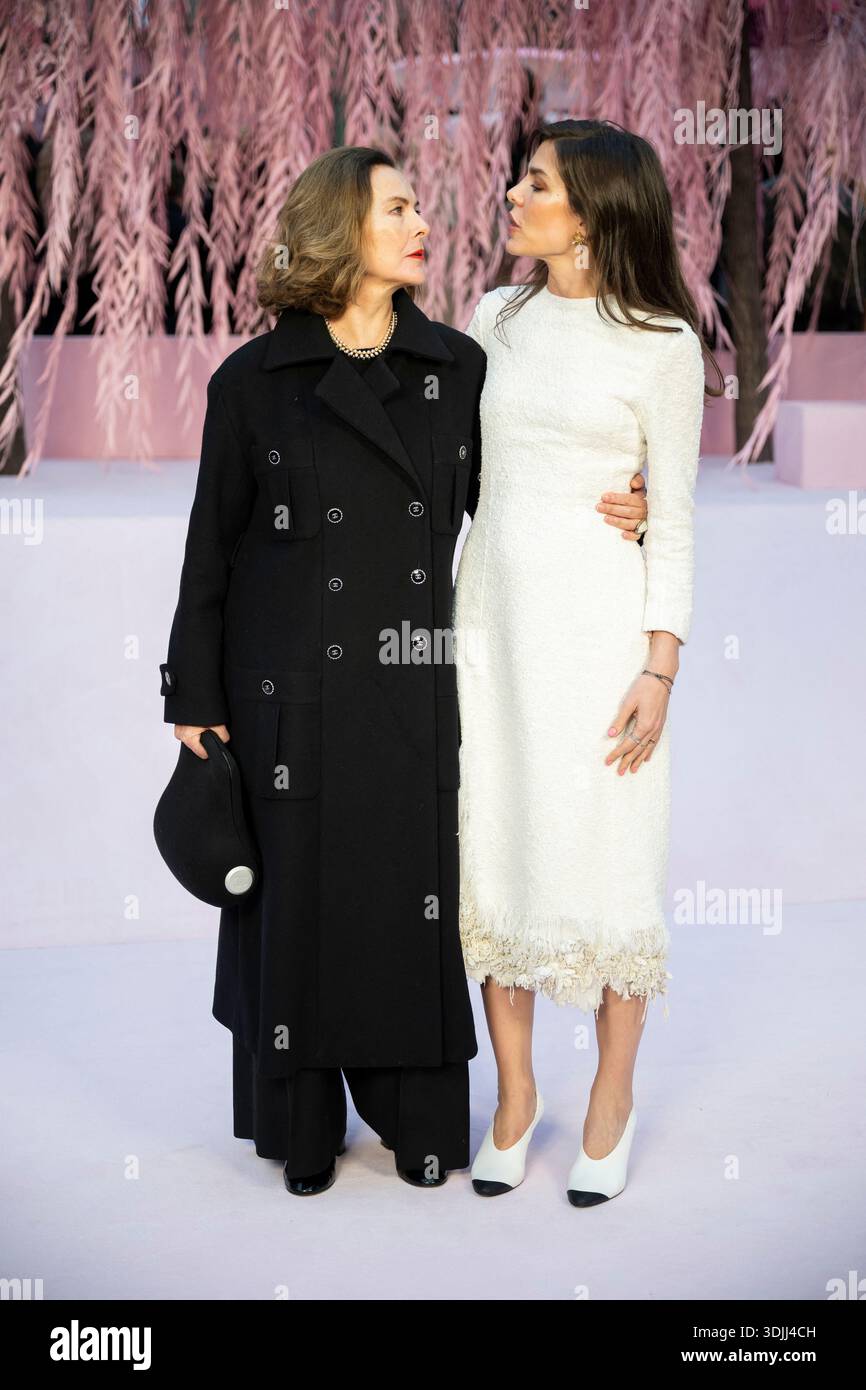 Carole Bouquet and Charlotte Casiraghi attend the Chanel Haute Couture ...