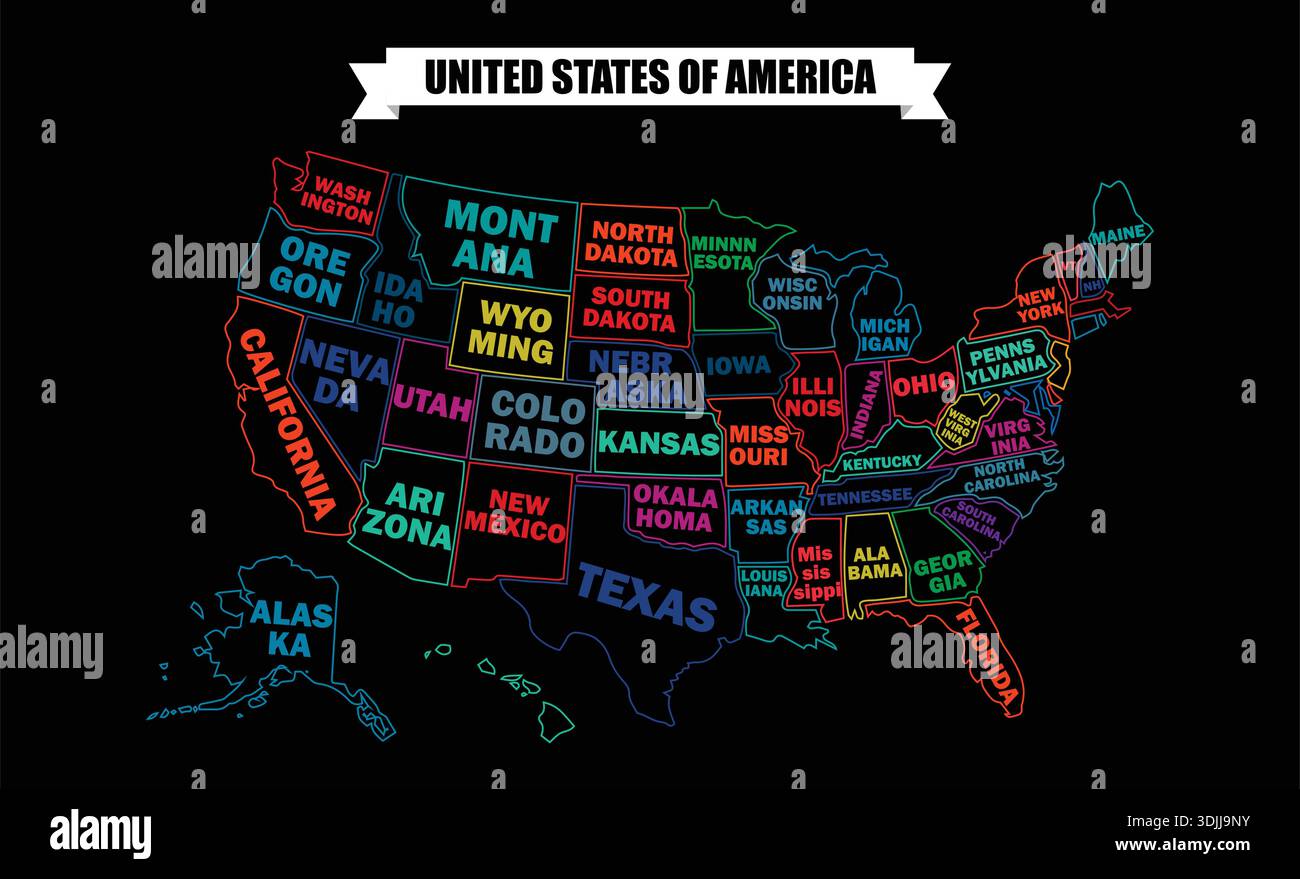 United States Map With State High Resolution Vector Map United States Map With State High Resolution Vector Map Of The United States Of America 3DJJ9NY 