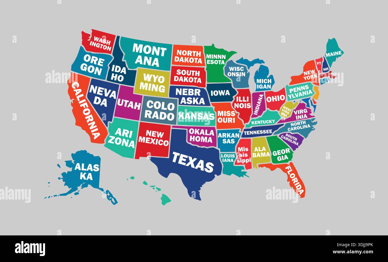 United States Map With State High Resolution Vector Map United States Map With State High Resolution Vector Map Of The United States Of America 3DJJ9PK 
