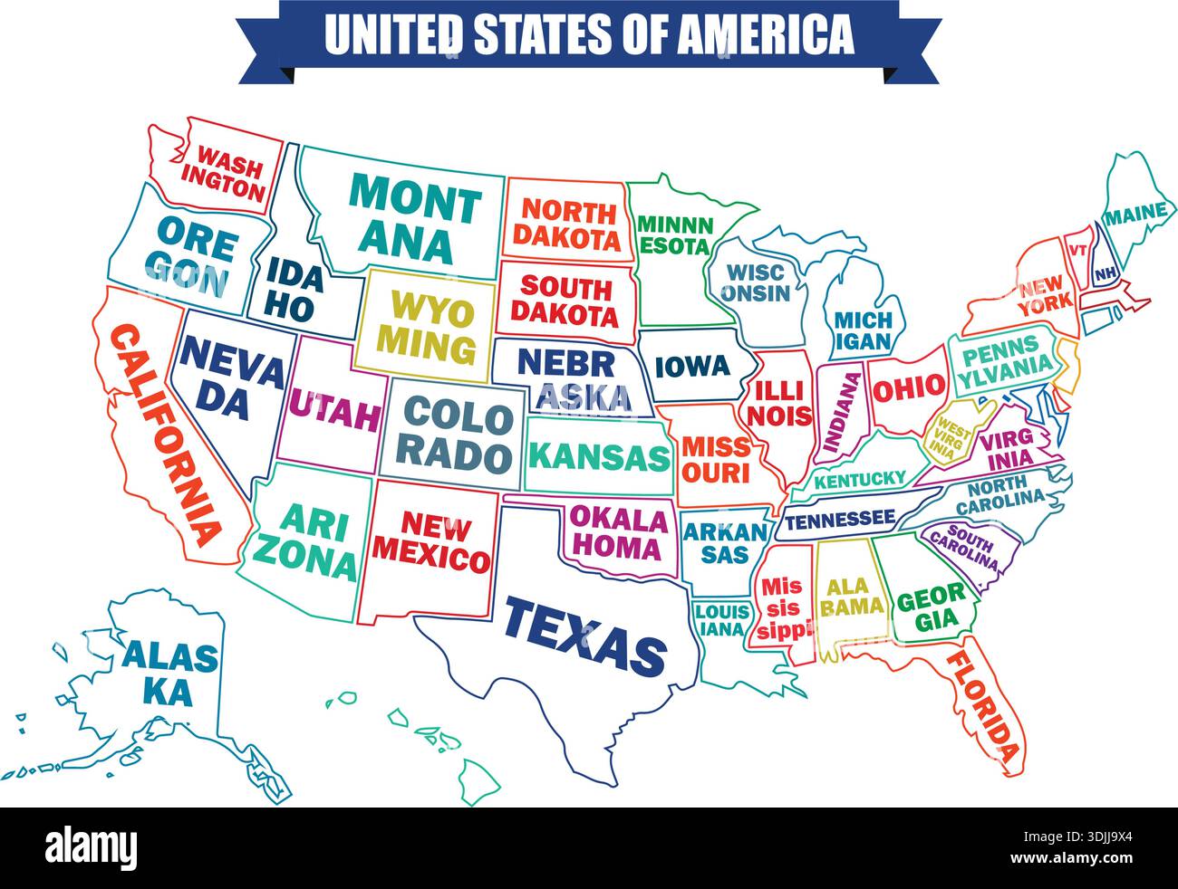 United States Map With State High Resolution Vector Map United States Map With State High Resolution Vector Map Of The United States Of America 3DJJ9X4 