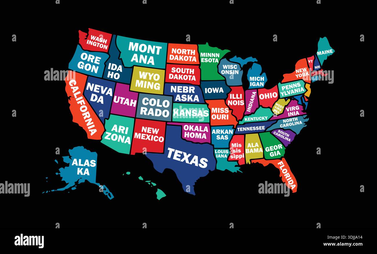 United States Map With State High Resolution Vector Map United States Map With State High Resolution Vector Map Of The United States Of America 3DJJA14 