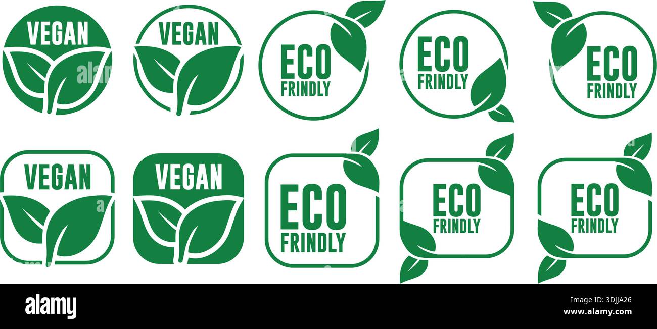 Vegan and 100% Vegan Food Labels and Badges Vector Set – Plant-Based ...