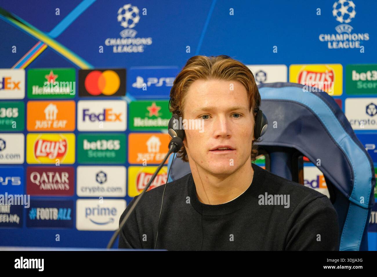 Napoli, Campania, ITALIA. 27th Jan, 2026. Scott McTominay 01/27/2026  Napoli, pre-Champions League match press conference between Napoli and  Chelsea.From coach Antonio Conte and Napoli player McTominay (Credit Image:  © Fabio Sasso/ZUMA Press