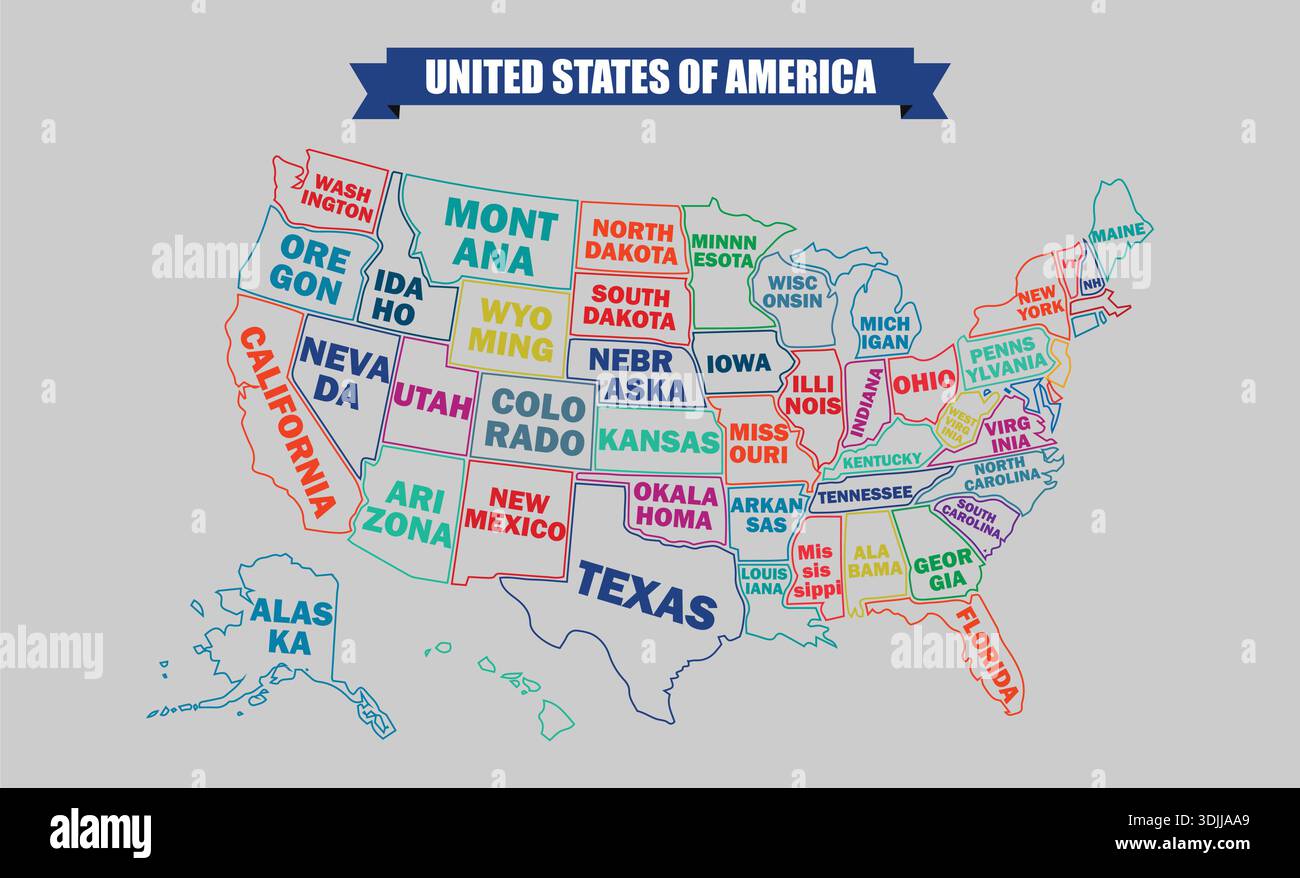 United States Map With State High Resolution Vector Map United States Map With State High Resolution Vector Map Of The United States Of America 3DJJAA9 